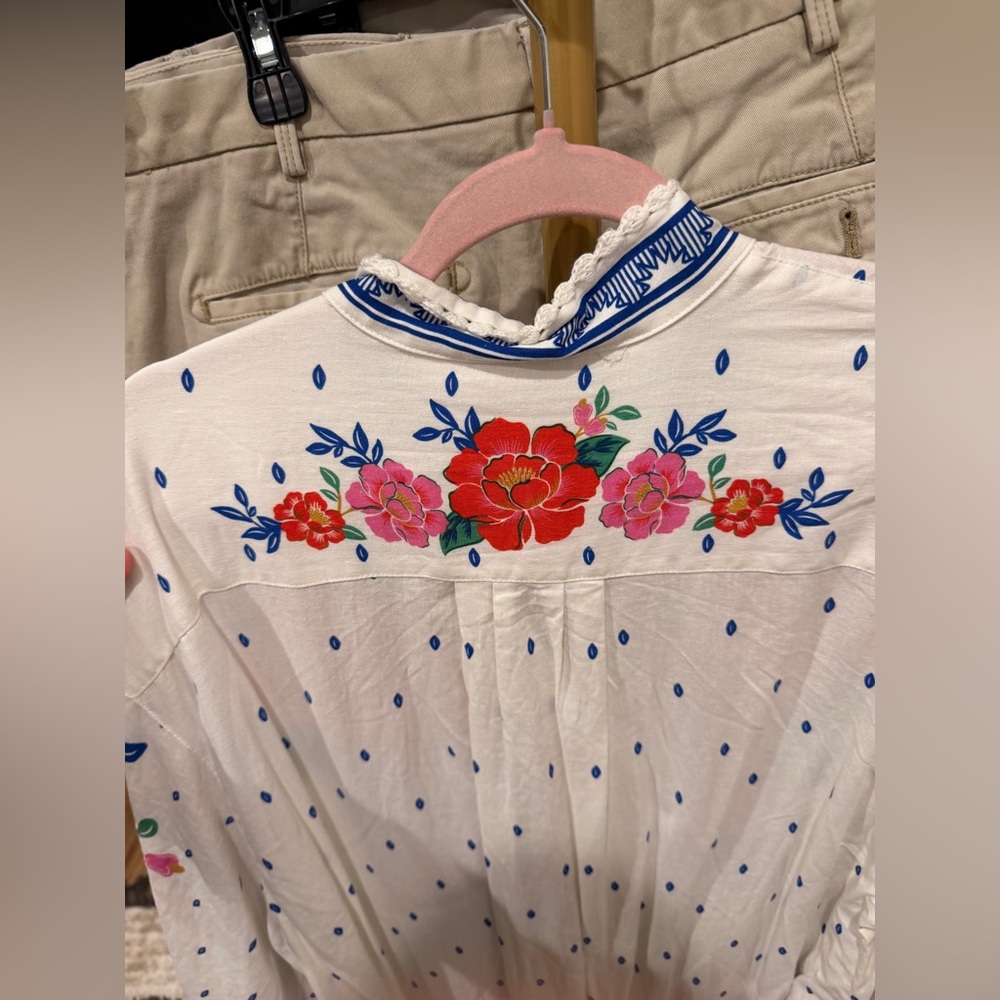 FARM RIO (NWT): White Floral Dress/Swim Coverup - Picture 2 of 6
